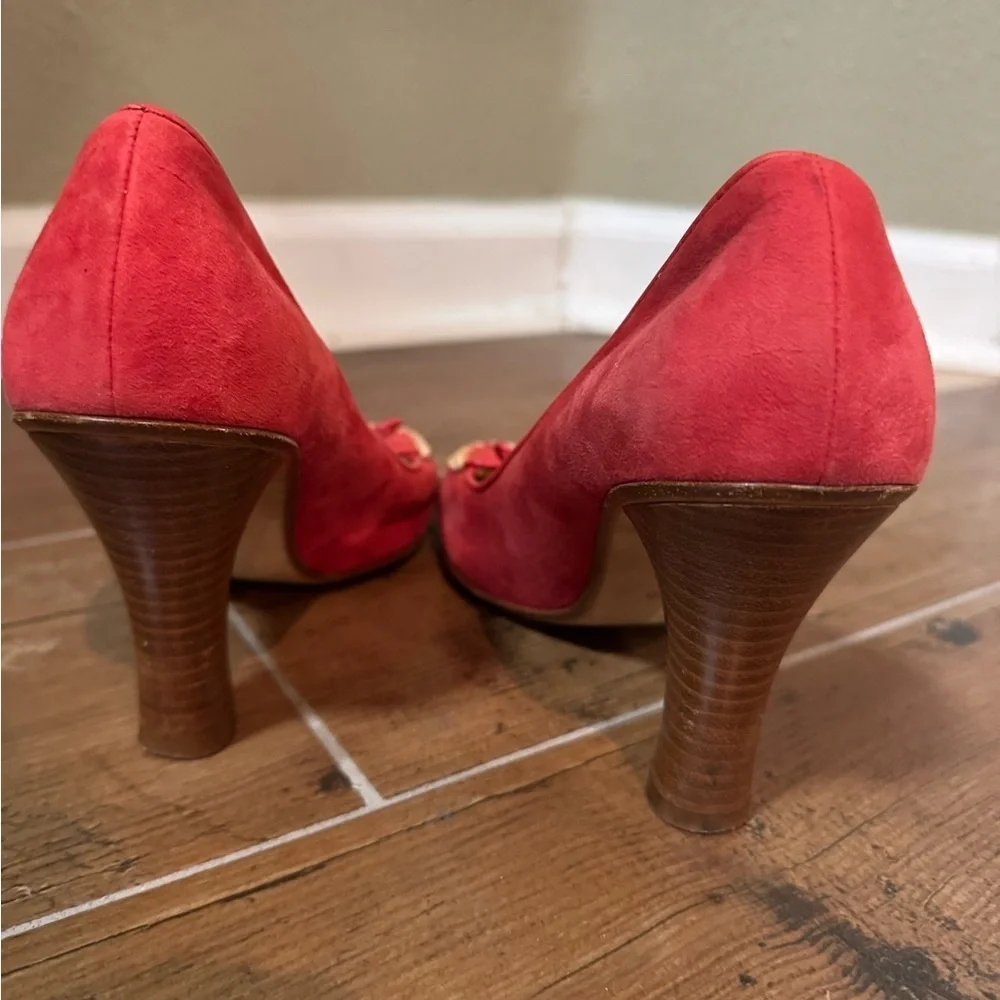 Cole Haan Red Suede Tassel Heels (Size 7B) - Picture 3 of 5